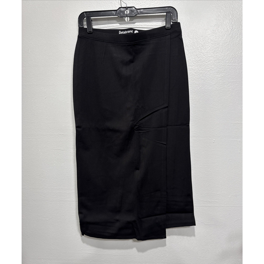 Betabrand The Sassiest Pants Pull On Capri Skort Overlay Panel M Black Modest